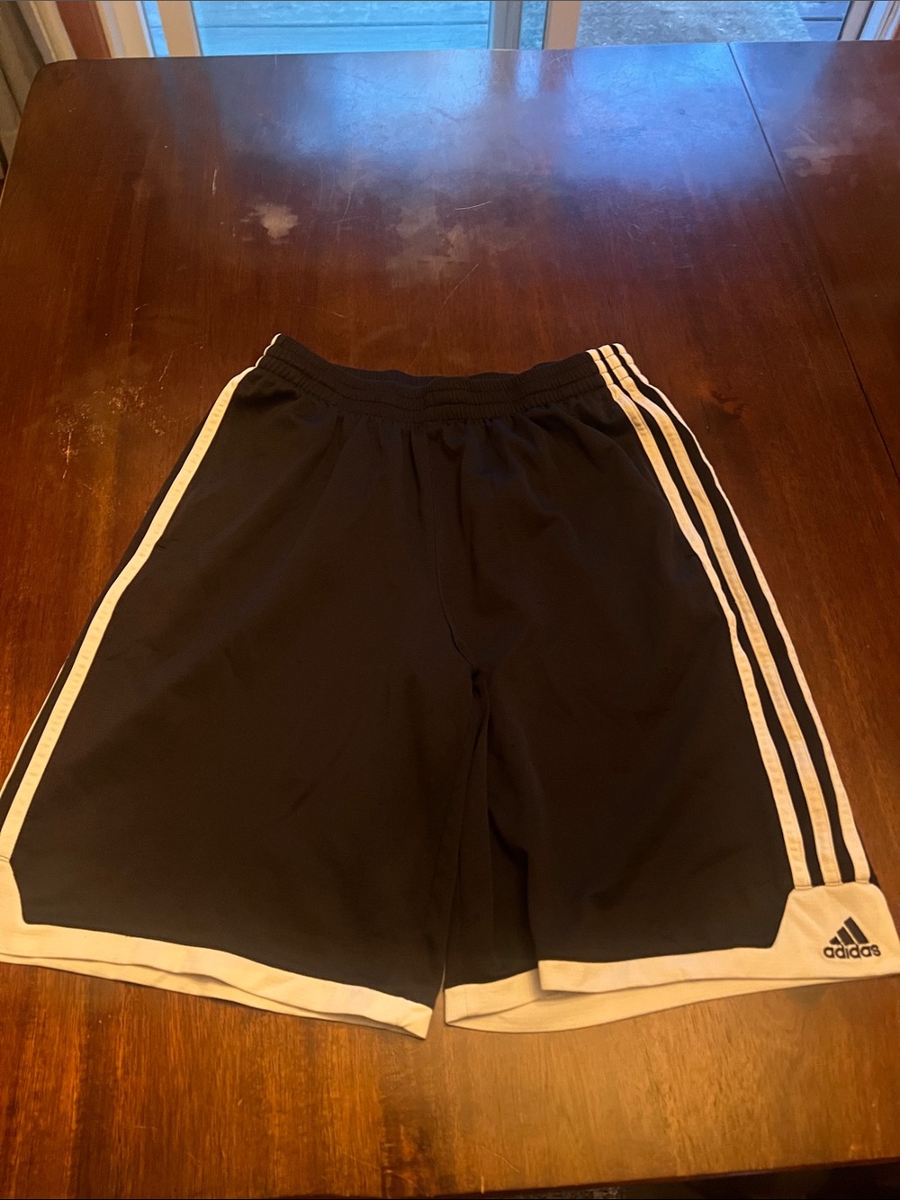 Adidas Boys Black Athletic Shorts with White Trim